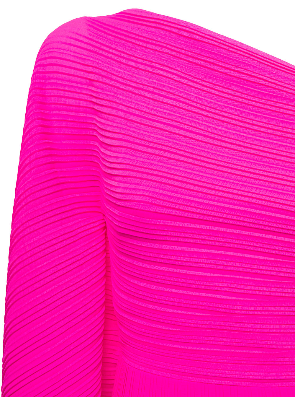 Solace London Lenna Midi Fuchsia One-shoulder Dress In Pleated Fabric Woman In Pink