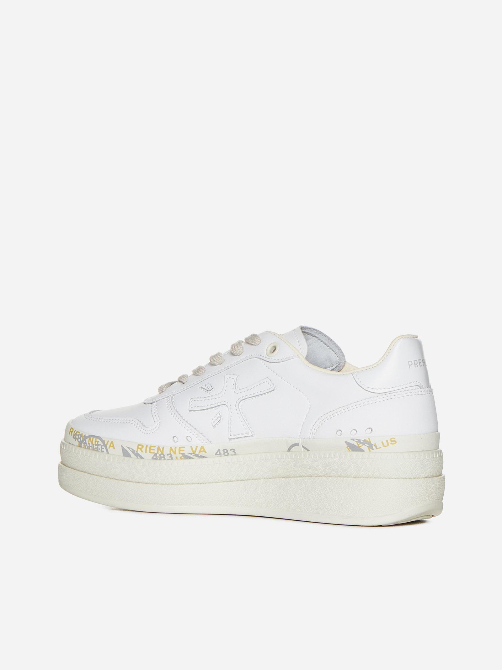Shop Premiata Micol Leather Sneakers In White