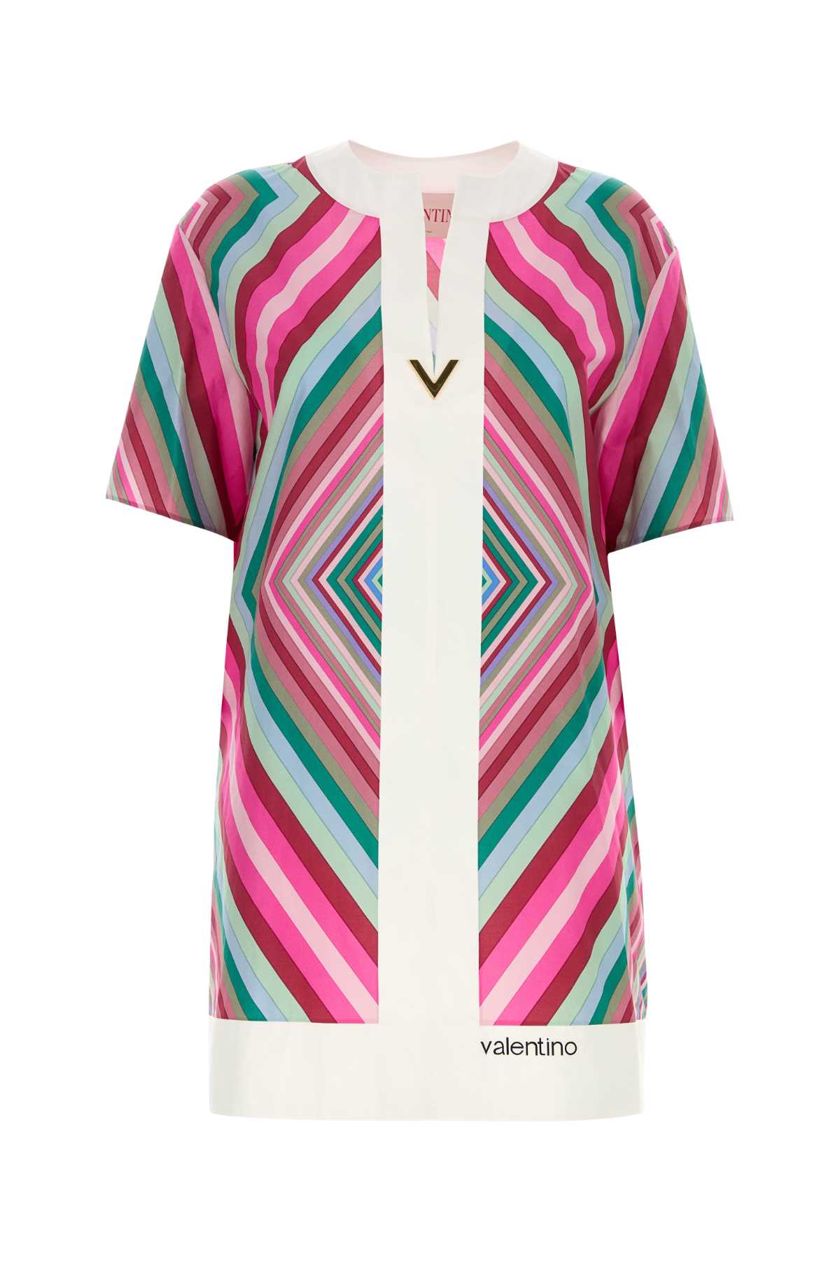 Shop Valentino Printed Cotton Mini Dress In Multicoloravorio