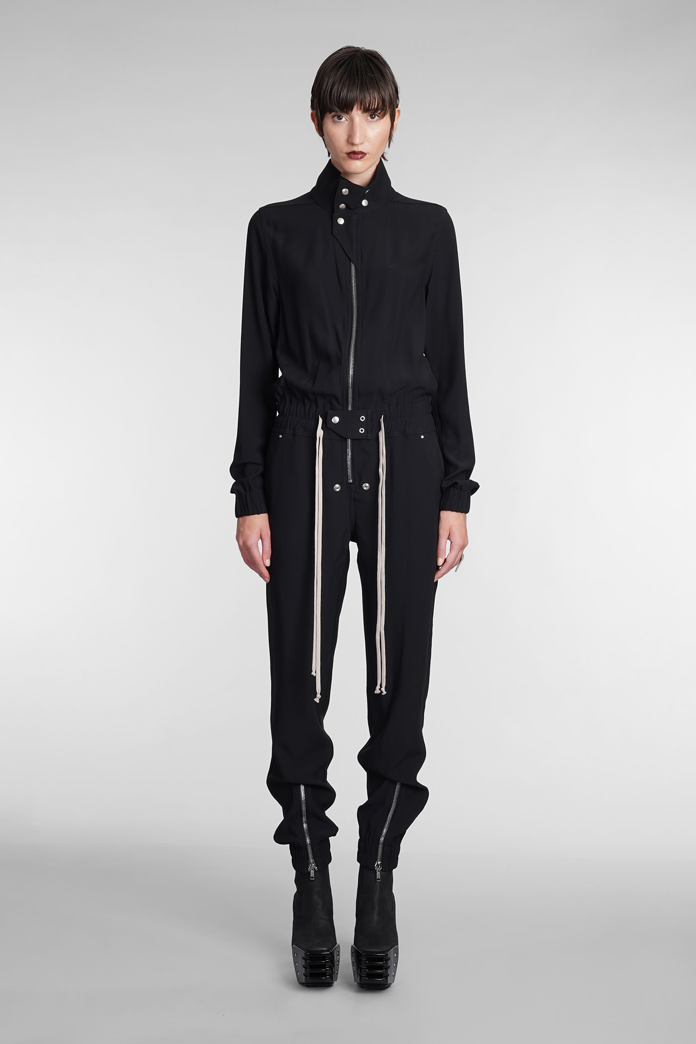 Rick Owens Bauhaus Flightsuit Suit In Black Viscose