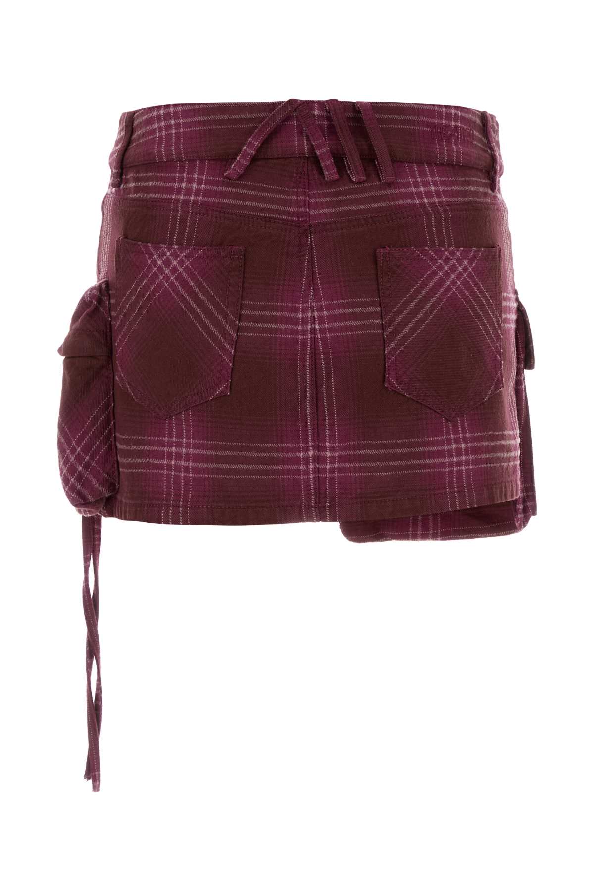 Attico Embroidered Cotton Blend Mini Skirt In Burgundy