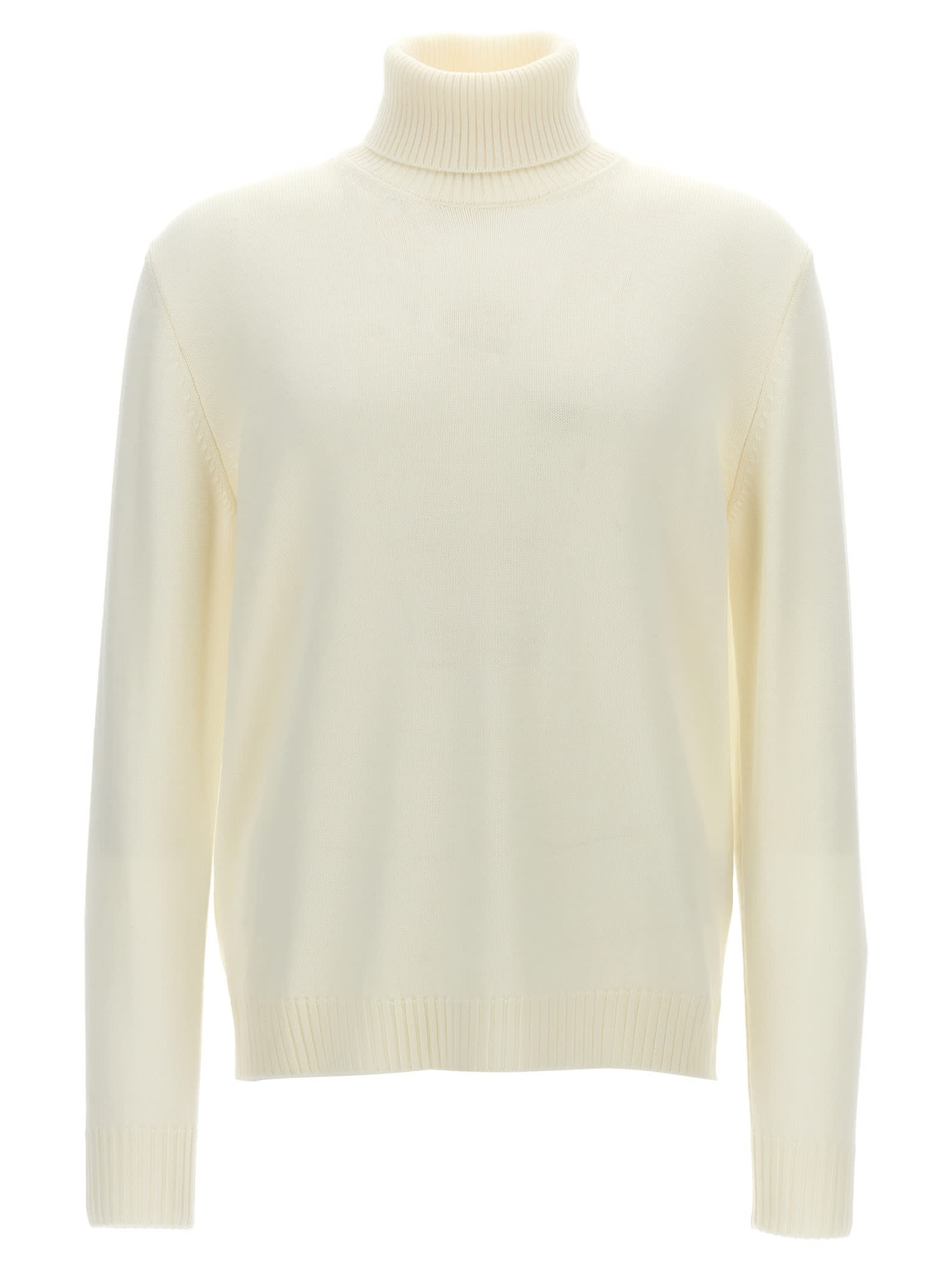 Ballantyne Wool Turtleneck Sweater Sweaters And Cardigans White In Metallic