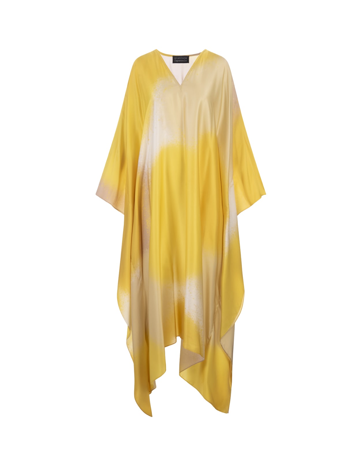 Shop Gianluca Capannolo Long Silk Caftan In Shaded Yellow