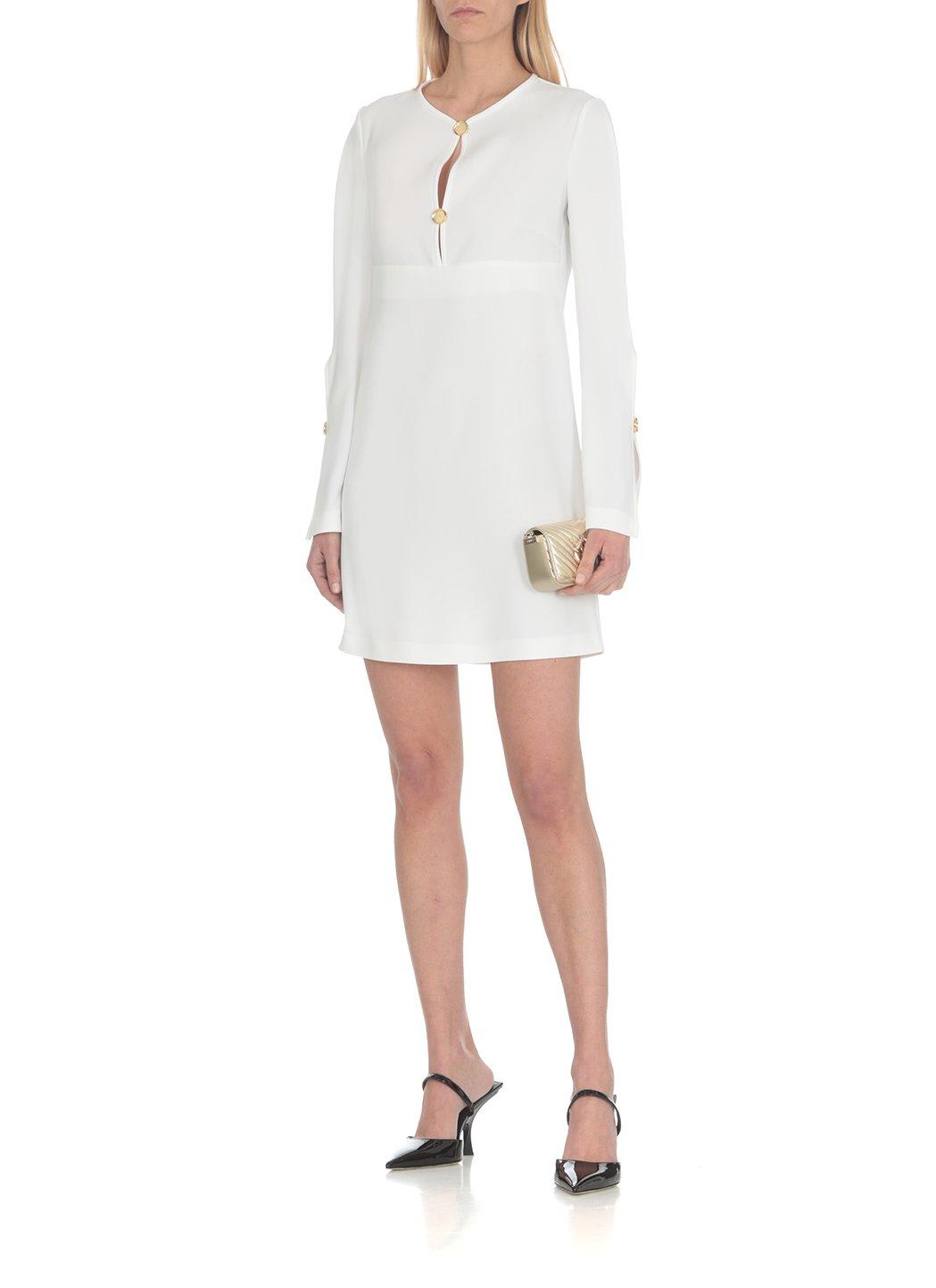 Shop Pinko Cut-out Detailed Long-sleeved Dress In White
