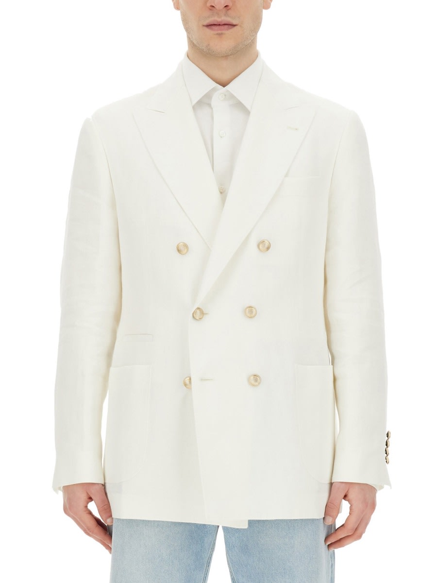 Shop Brunello Cucinelli Double-breasted Jacket In White
