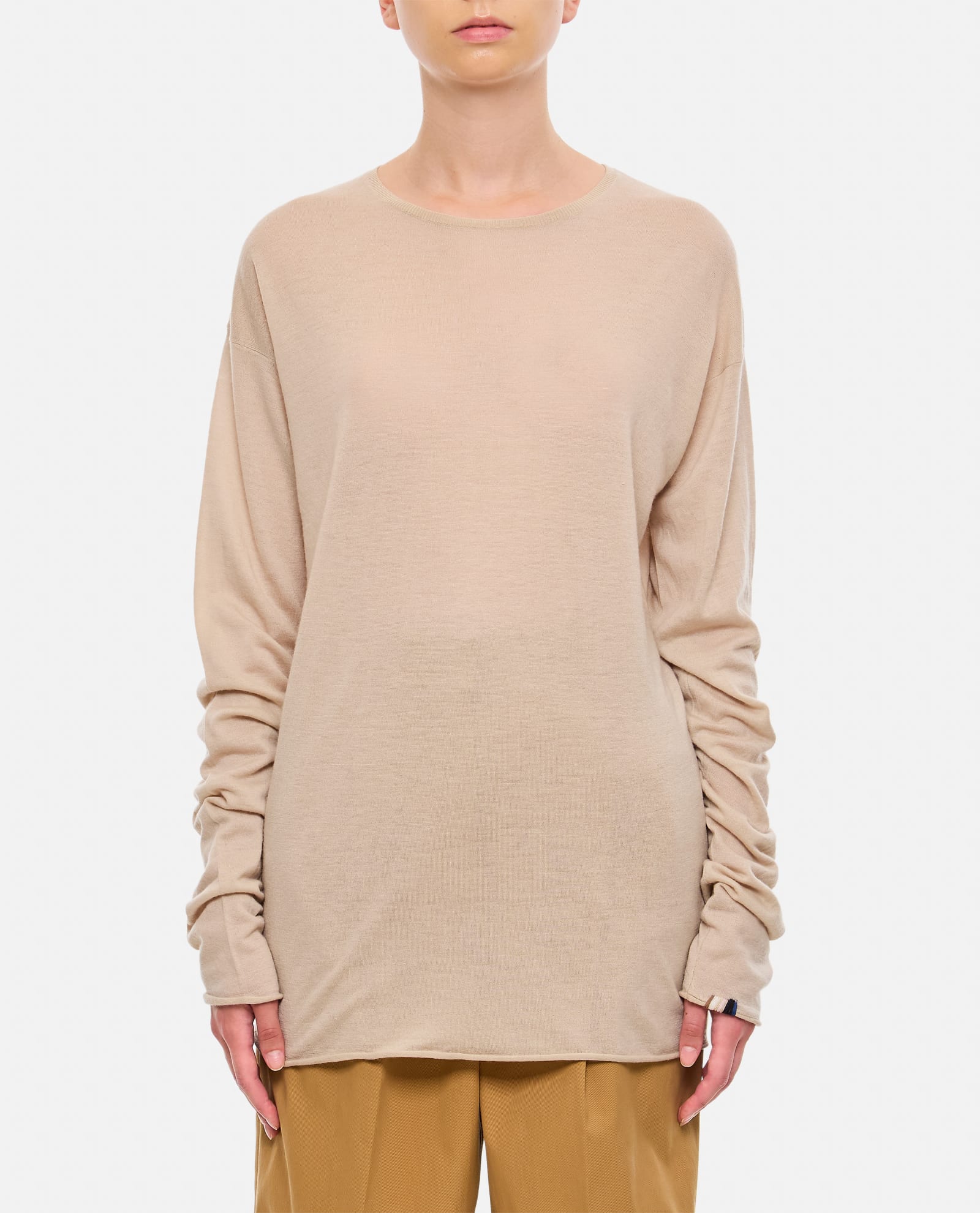 Shop Extreme Cashmere Gemini Cashmere Round Neck Sweater In Beige