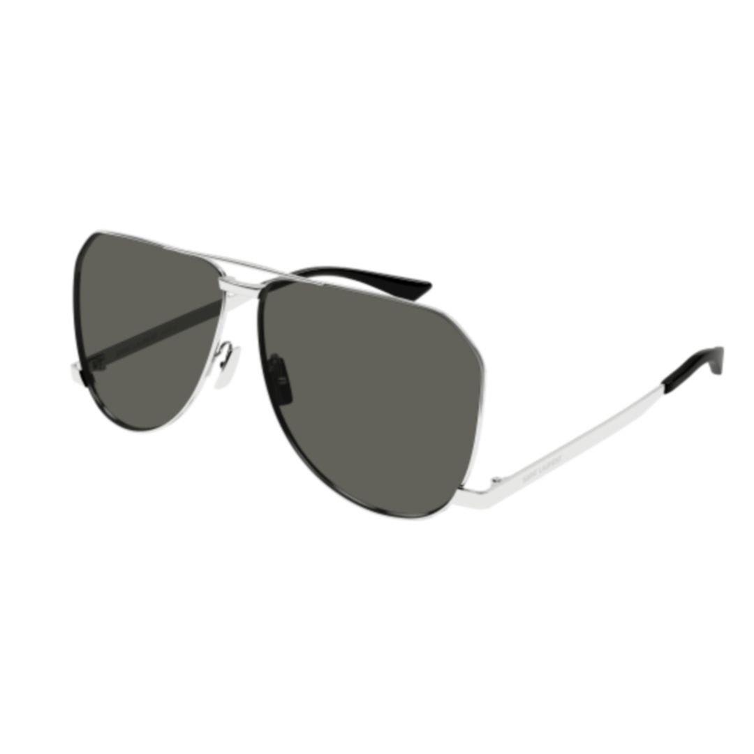 Shop Saint Laurent Aviator Sunglasses In 002 Silver Silver Grey