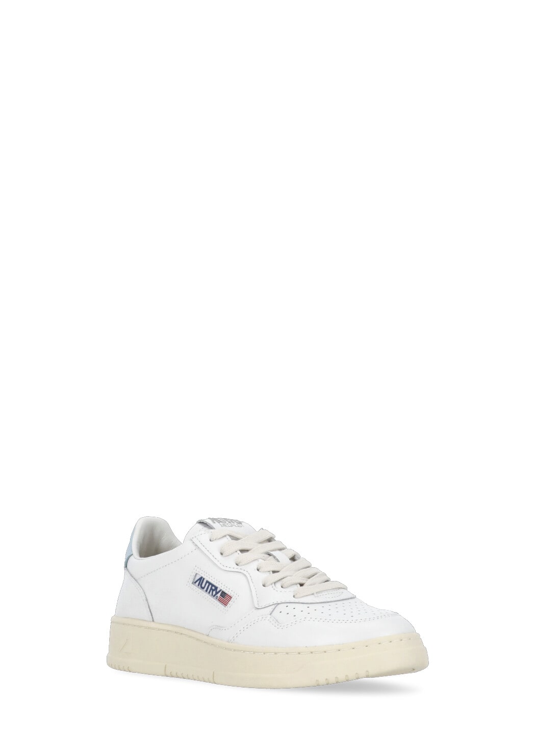 Autry Medalist Low-top Bicolor Leather Sneakers In White/light Blue