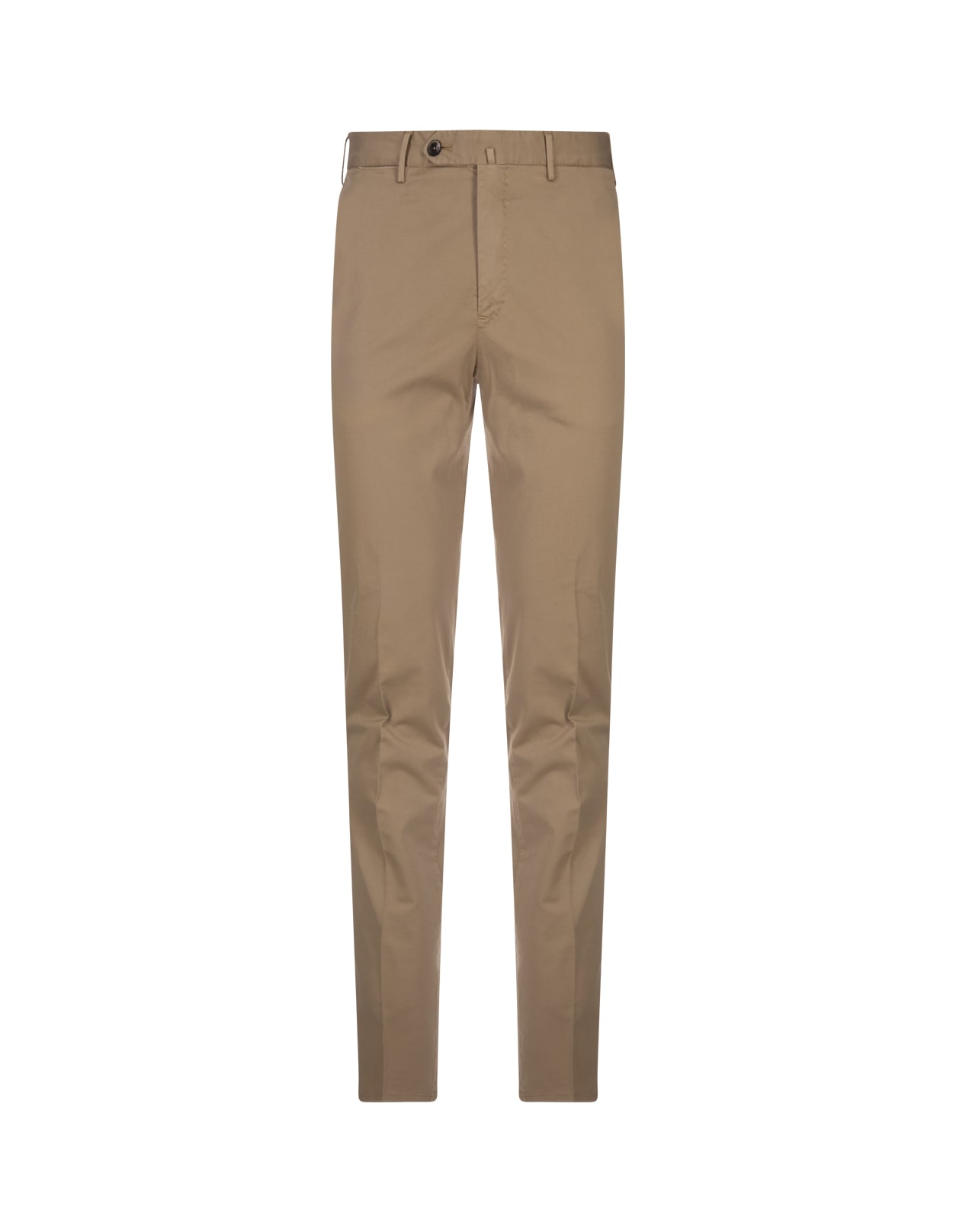 Shop Pt01 Dark Beige Stretch Cotton Classic Trousers In Brown