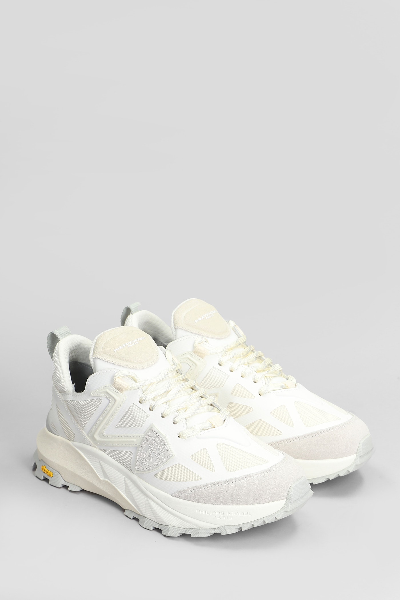Philippe Model Rocx Low Sneakers In White Fabric In White