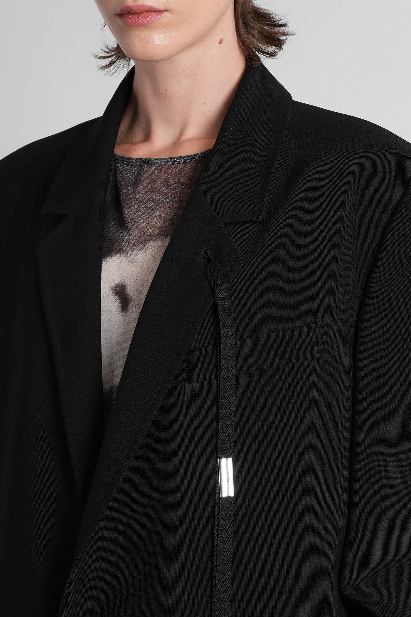 Ann Demeulemeester Agnes Blazer In Black Viscose In Black