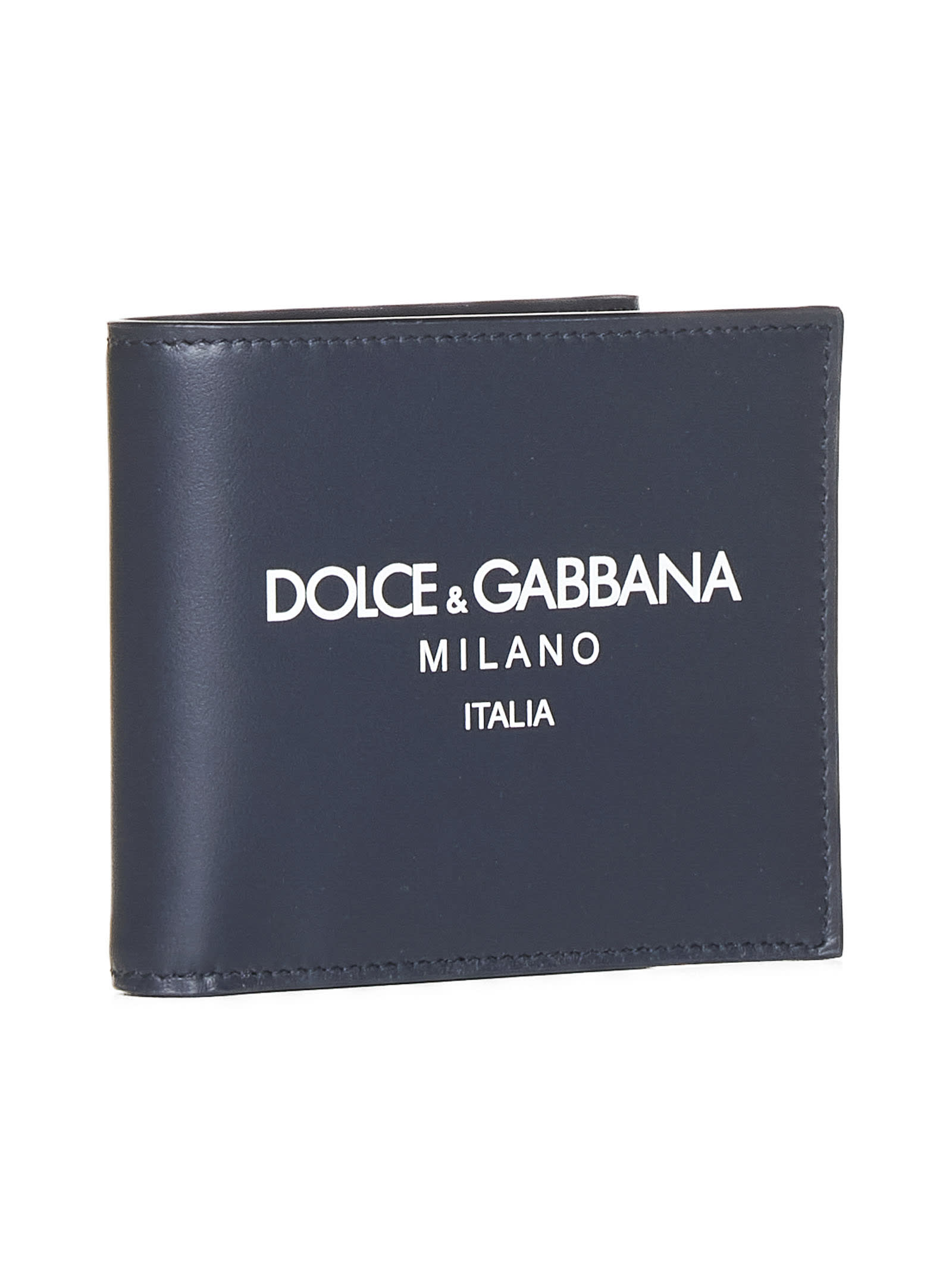 Dolce & Gabbana Men Logo Leather Bifold Wallet In Brown