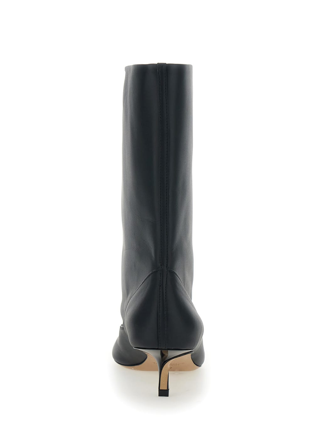 Jacquemus Les Bottes Tourni Black Ankle Boots With Pointed Toe And Low Stiletto Heel In Leather Woman In Black