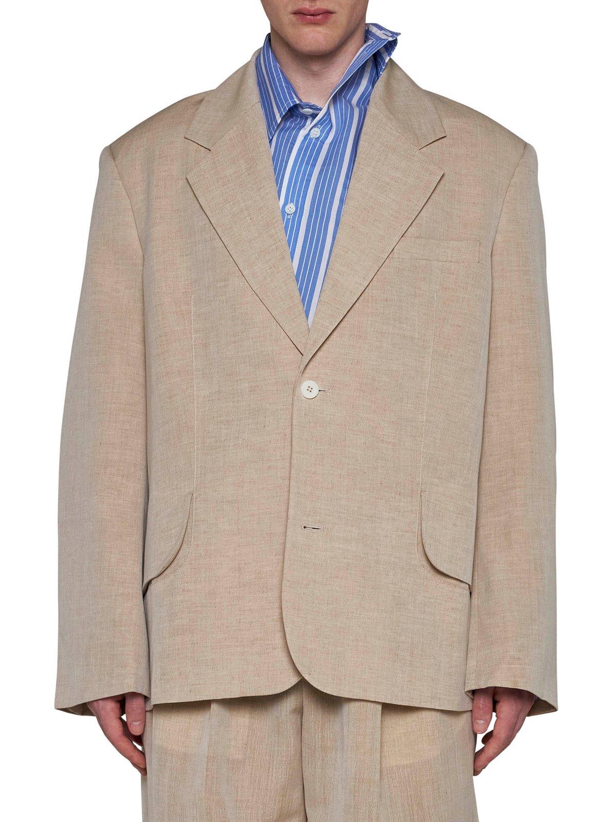 Shop Jacquemus Button-up Jacket In Beige