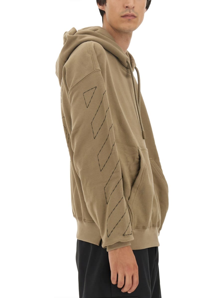 Shop Off-white Sweatshirt With Arrow Embroidery In Beige