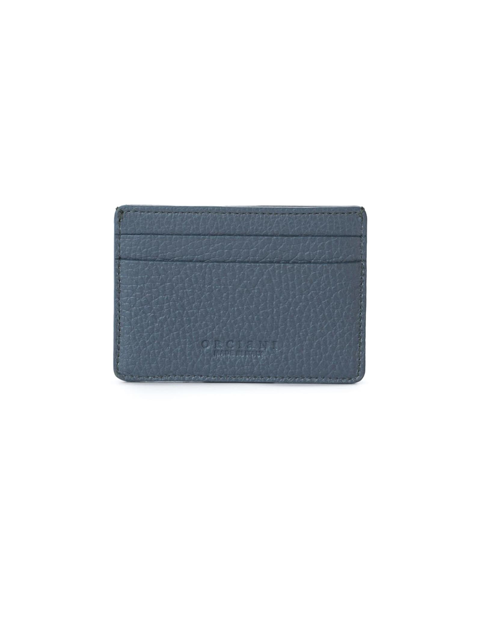 Shop Orciani Micron Leather Card Holder In Blue