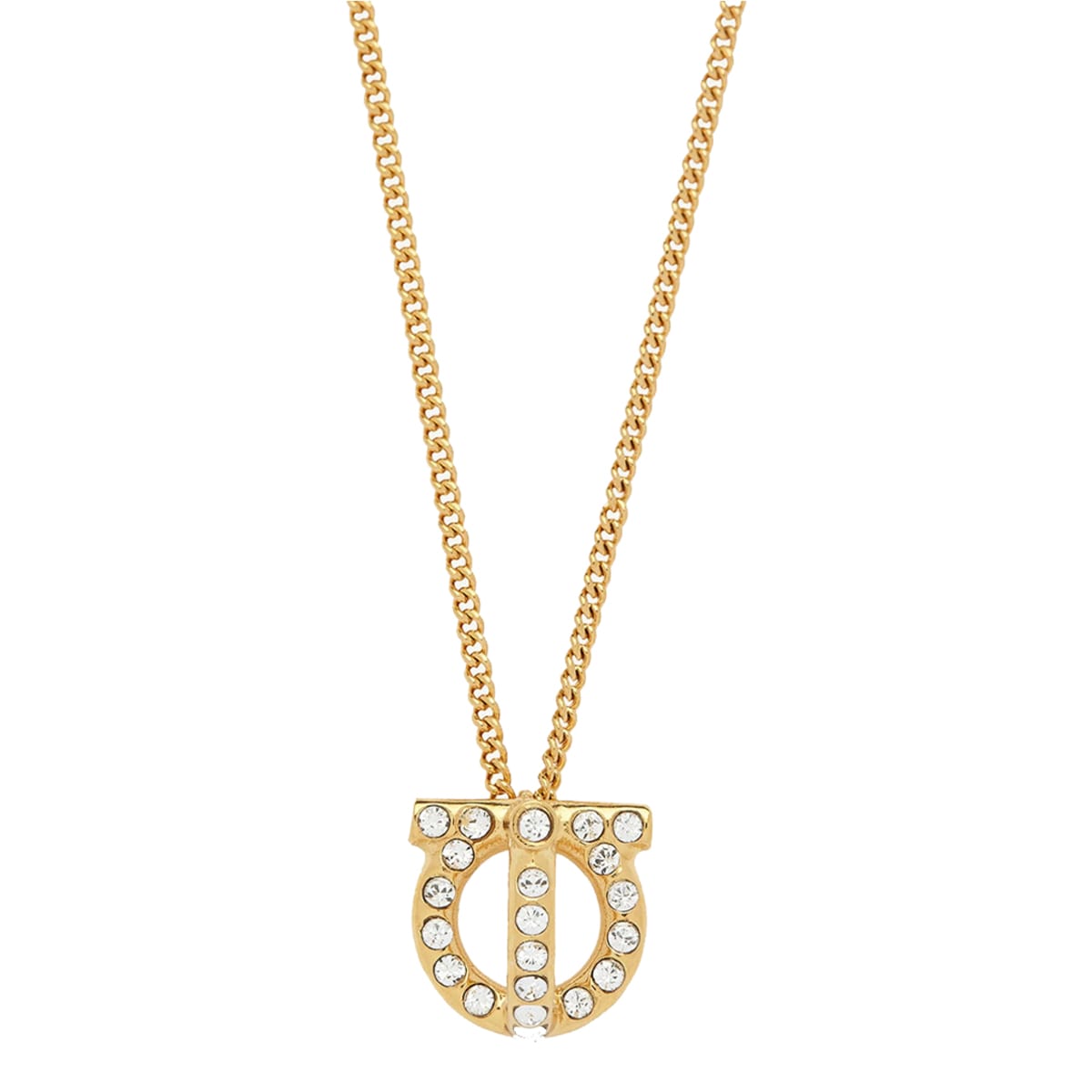 FERRAGAMO GANCINI CRYSTALS NECKLACE