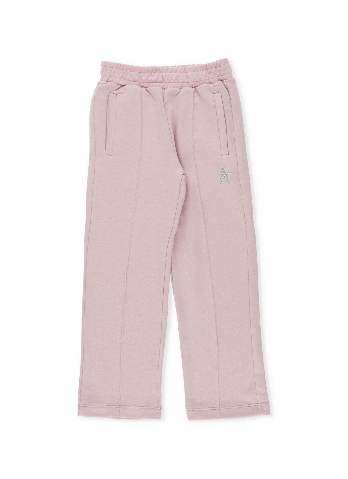 Golden Goose Kids' Logo Detailed Straight Leg Trousers In Pink/silver