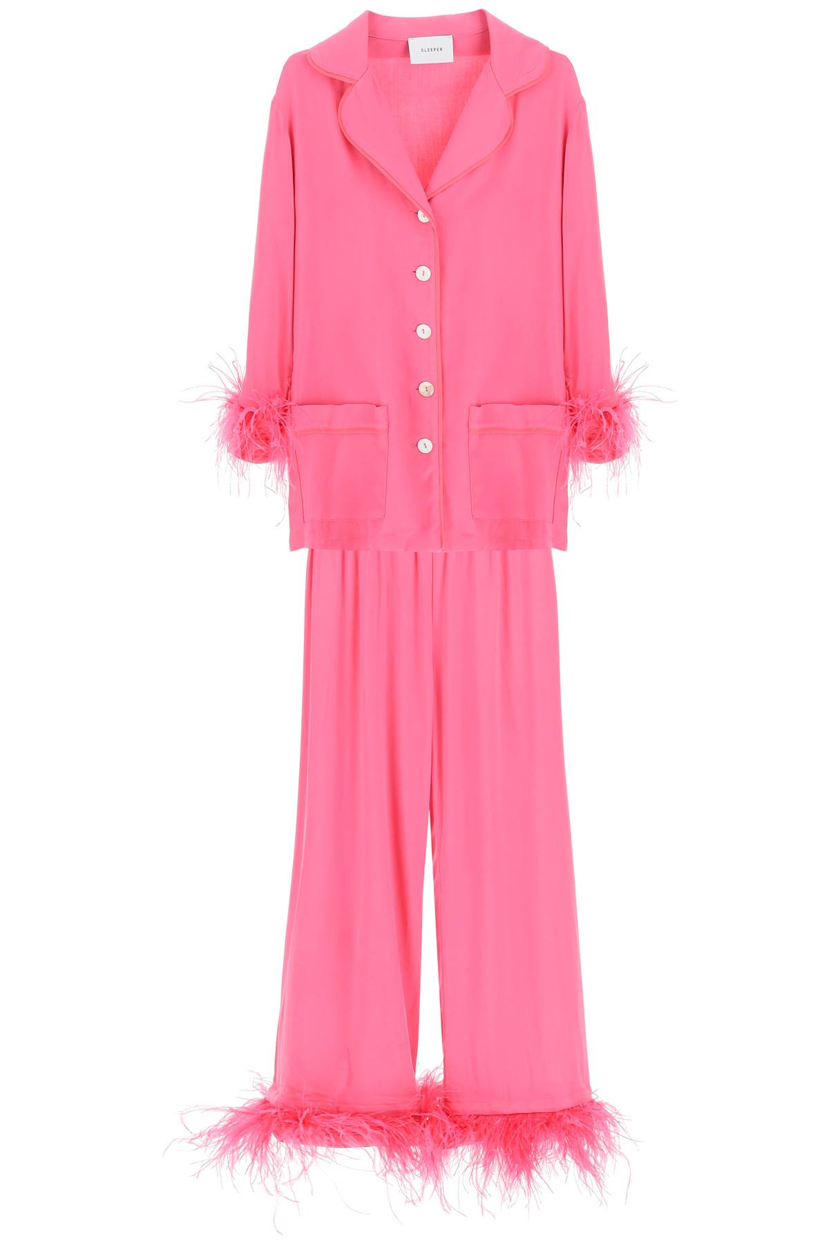 Sleeper Viscose party Pajama Set With Feathers