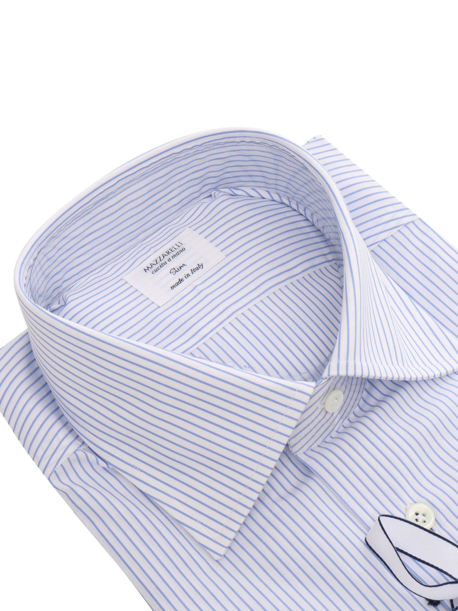 Shop Mazzarelli Striped Cotton Shirt In Light Blue