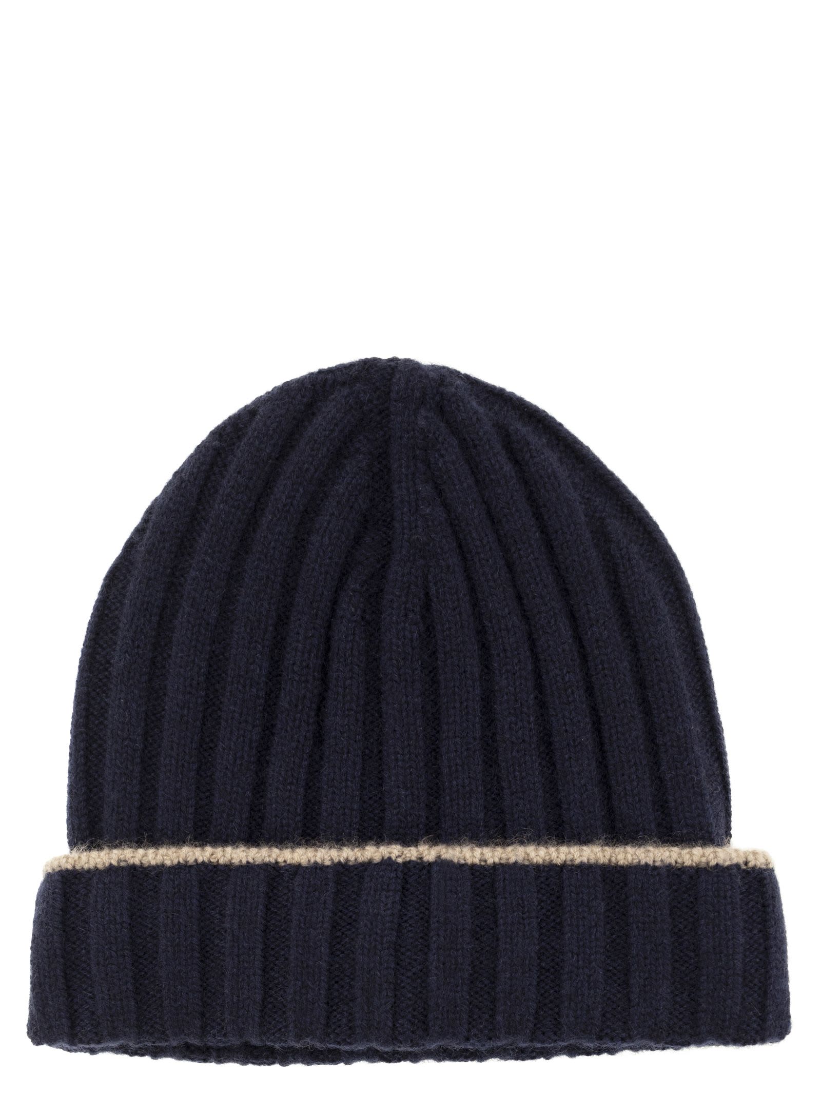 Shop Brunello Cucinelli English Rib Cashmere Knit Beanie In Navy