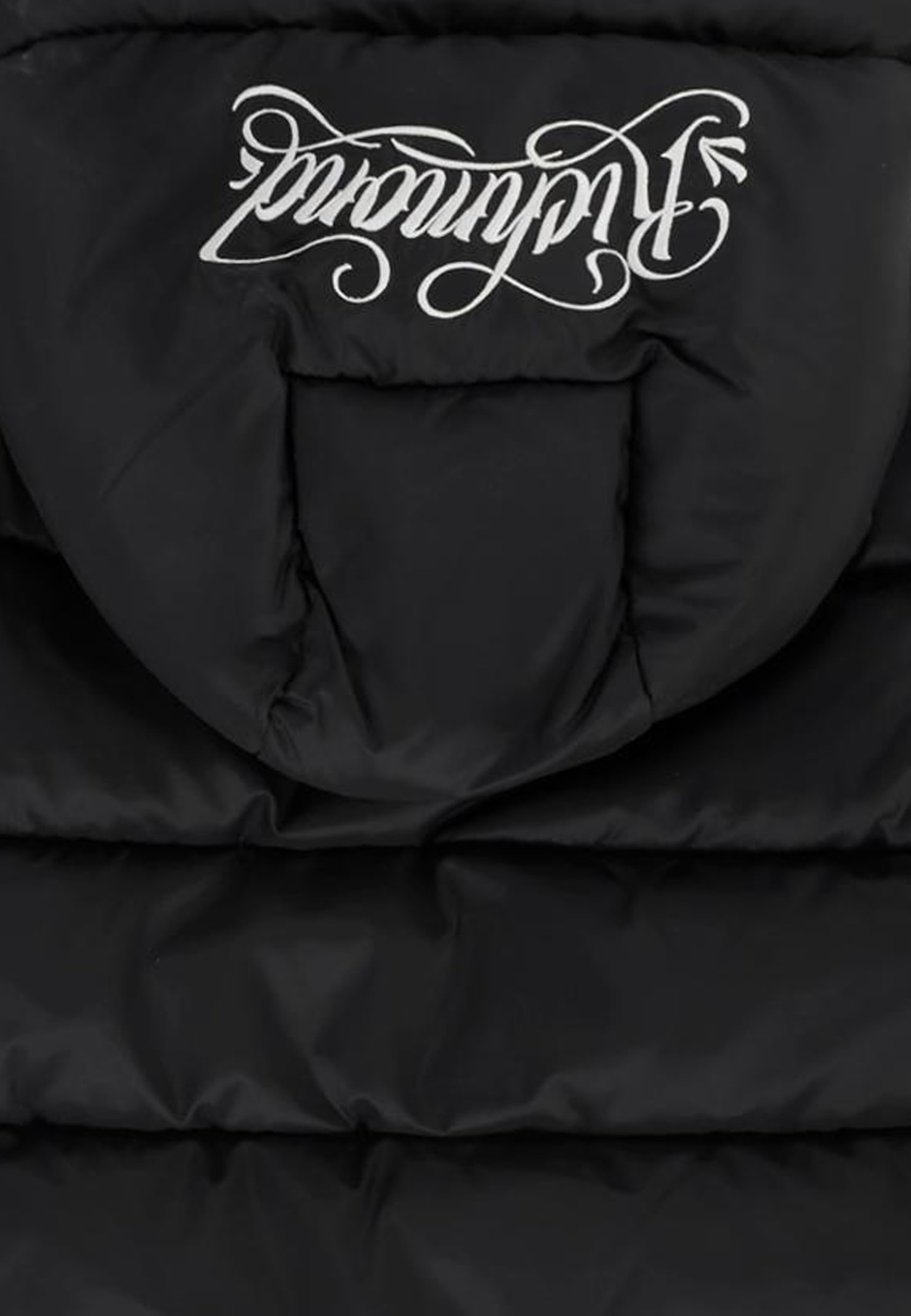 Richmond Black Down Jacket For Babykids With Logo In Black