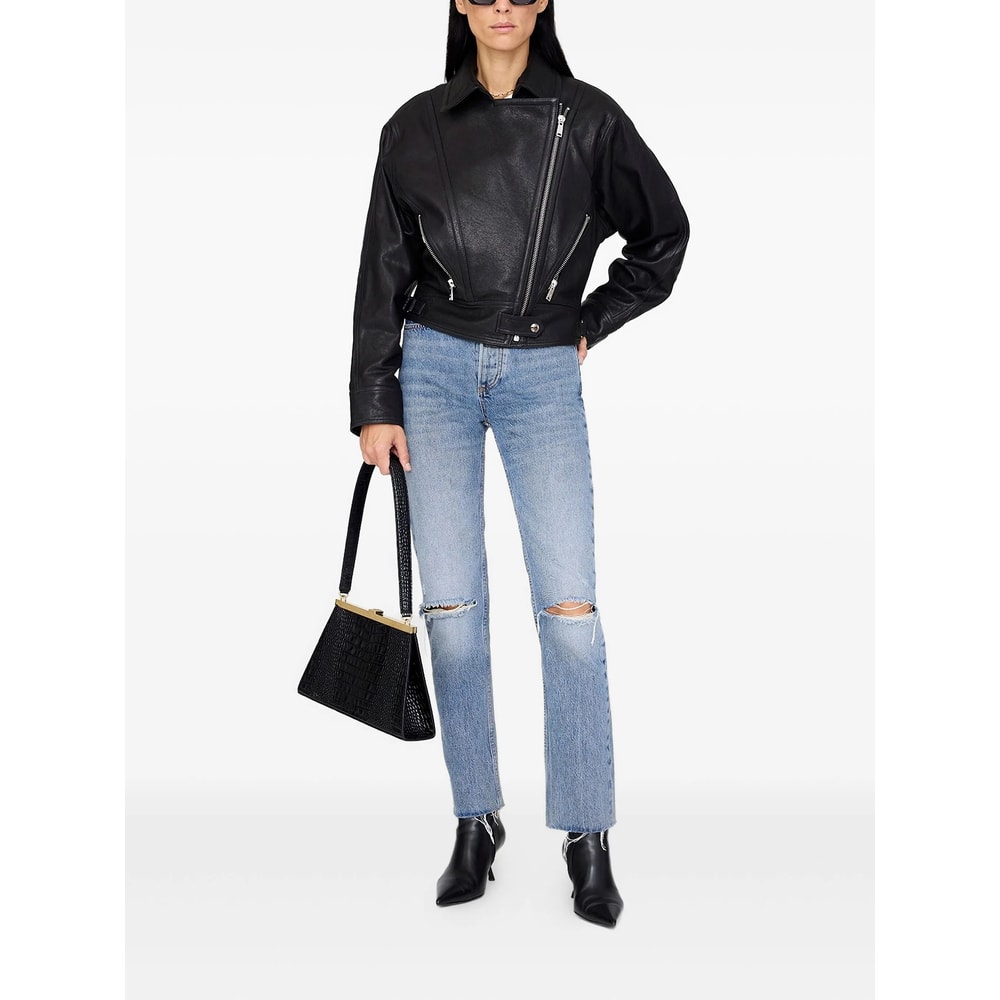 Anine Bing Julie Leather Jacket In Black