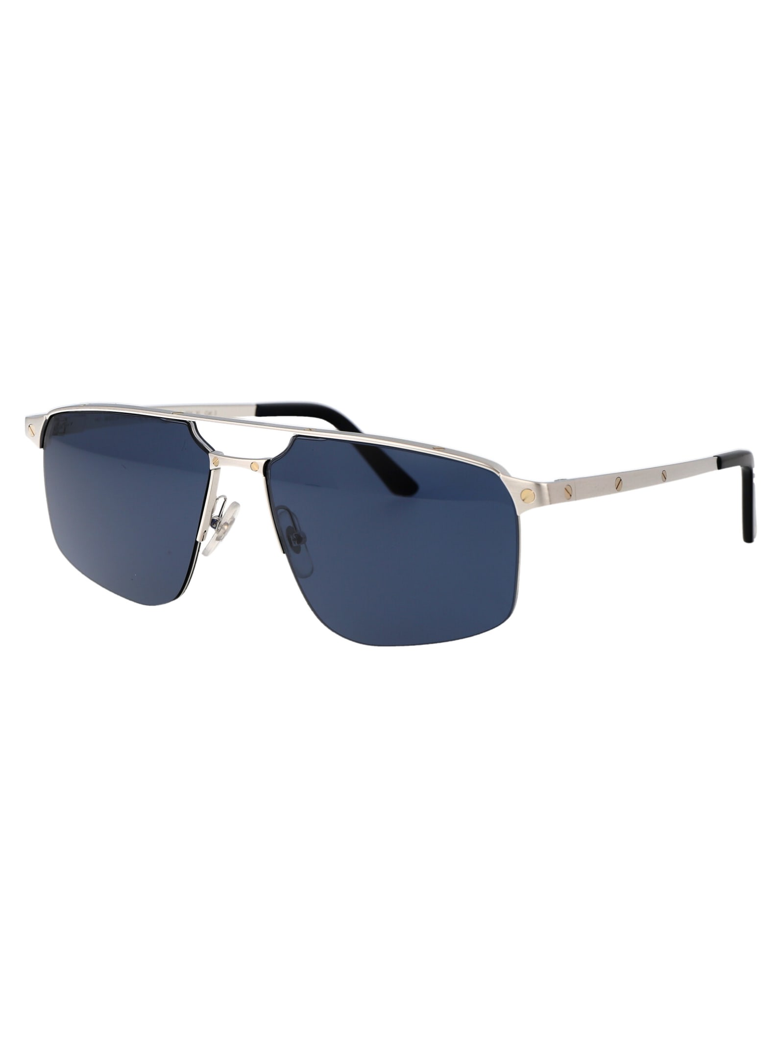 Shop Cartier Ct0385s Sunglasses In 004 Silver Silver Blue