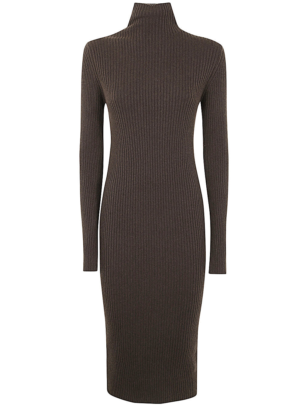 Shop Antonelli Sabina Long Sleeves Turtle Neck Dress In Brown