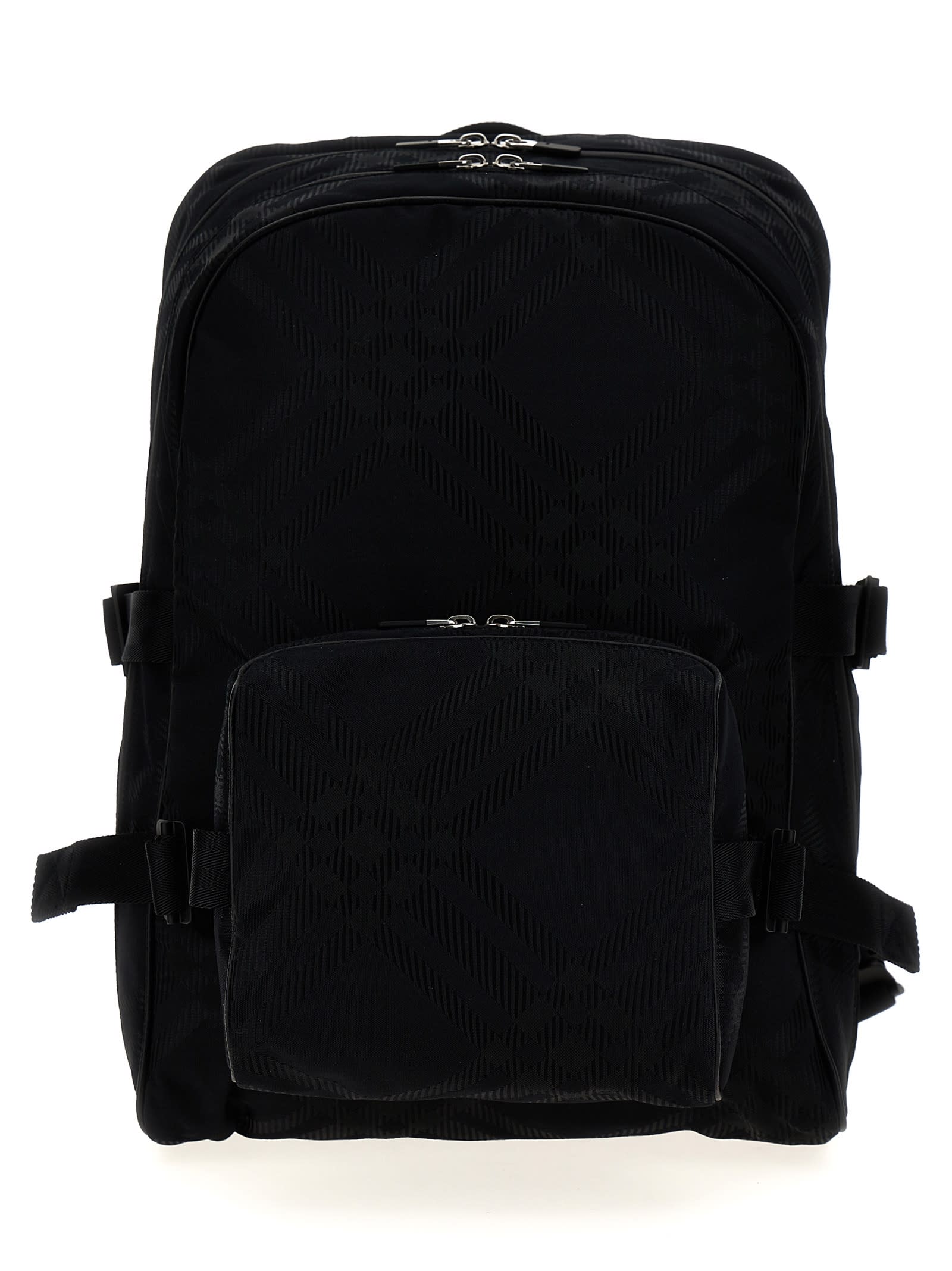 Shop Burberry Check Jacquard Backpack In Black