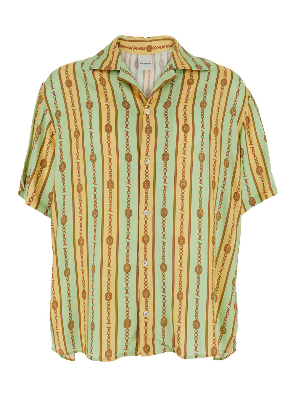 DRÔLE DE MONSIEUR LA CHEMISE BIJOUX MULTICOLOR BOWLING SHIRT WITH CUBAN COLLAR AND ALL-OVER STRIPED MOTIF IN VISCOSE M