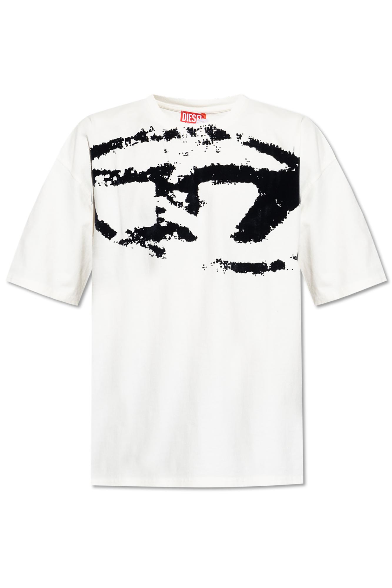 Diesel T-shirt With Distressed Flocked Logo In White