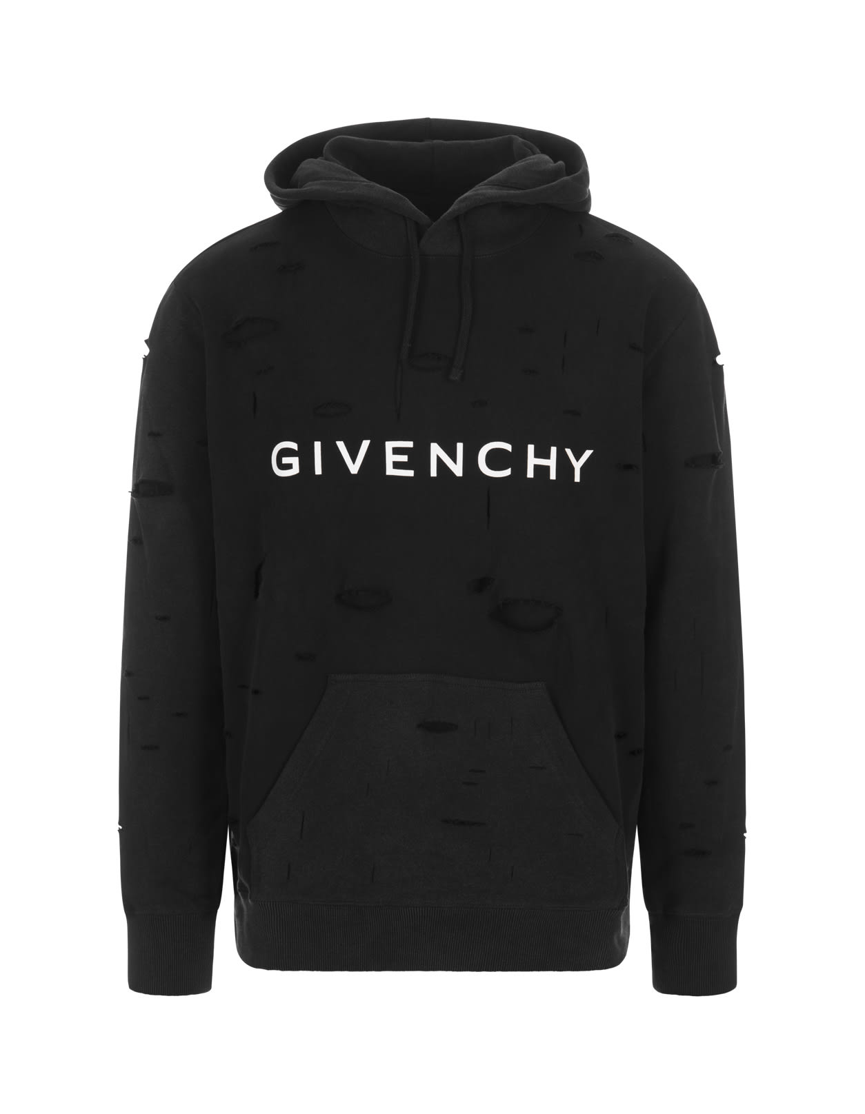 Shop Givenchy Hoodie With Black Delavé Destroyed Effect