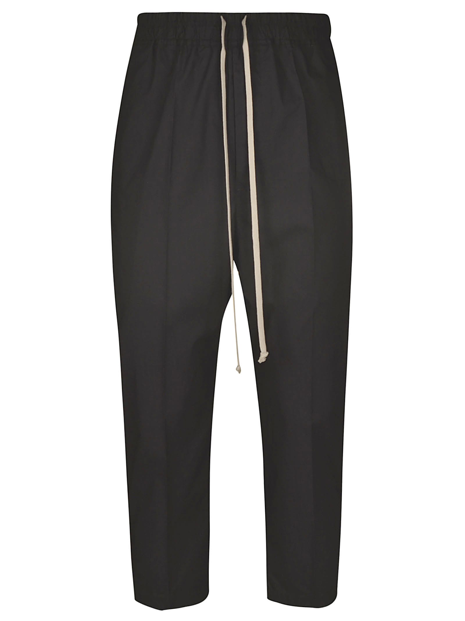 Rick Owens Drawstring Astaires Cropped Trousers In Black