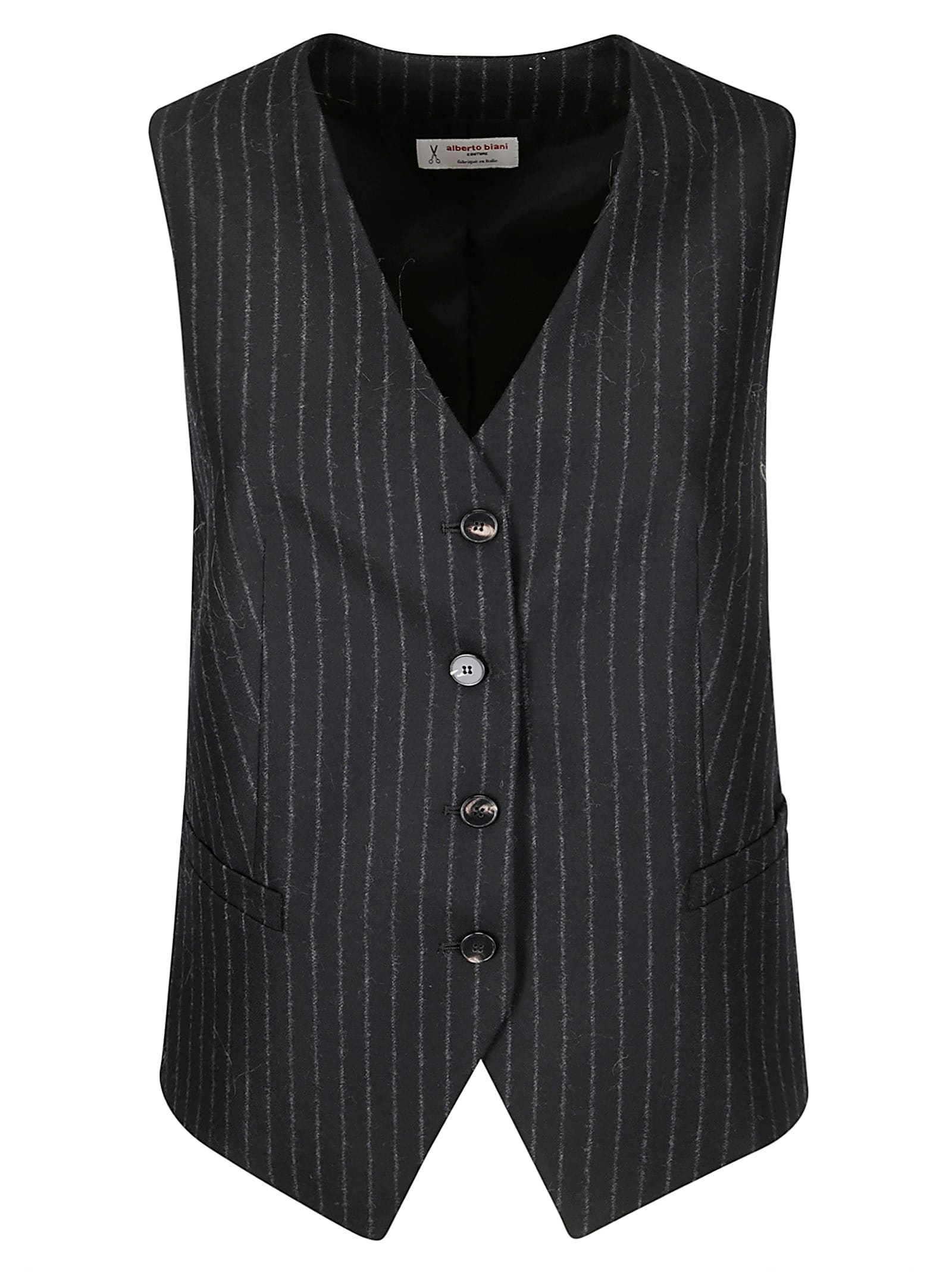 Shop Alberto Biani Pinstriped Waistcoat In Black