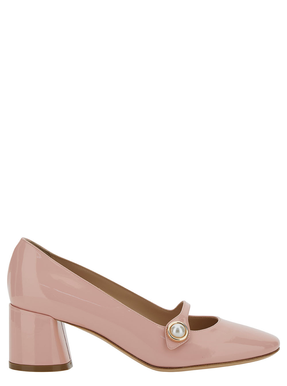 Shop Casadei Emily Pink Pointed Pumps With Pearl Detail In Patent Leather Woman