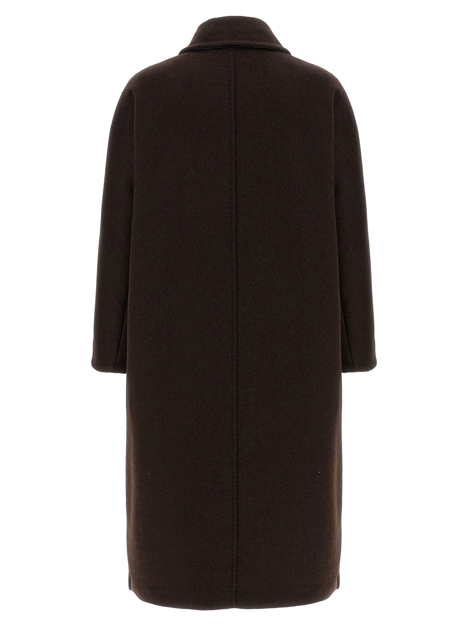 Max Mara Double-breasted Long Sleeve Coat In Brown