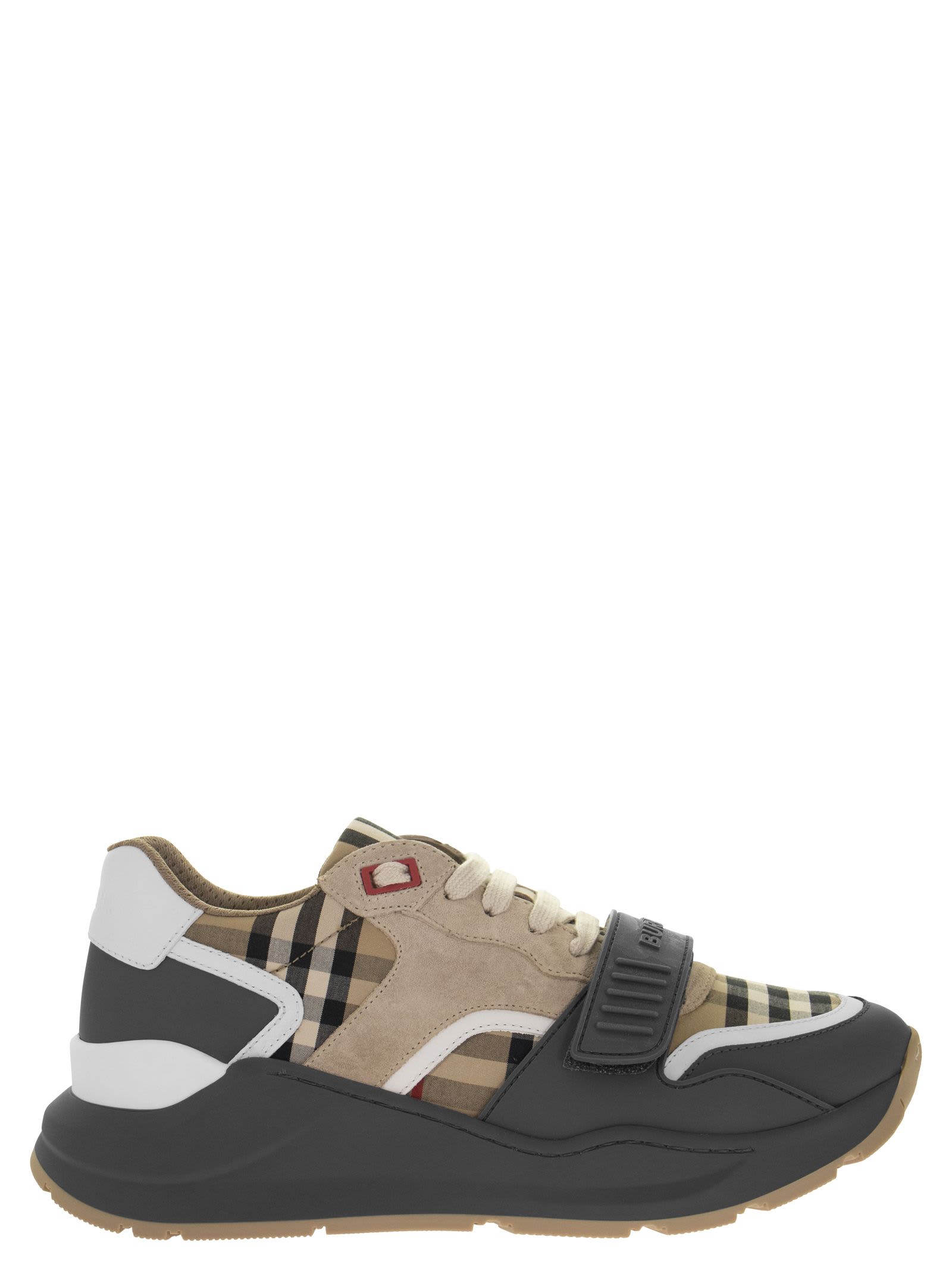 Burberry Vintage Check, Suede And Leather Sneakers