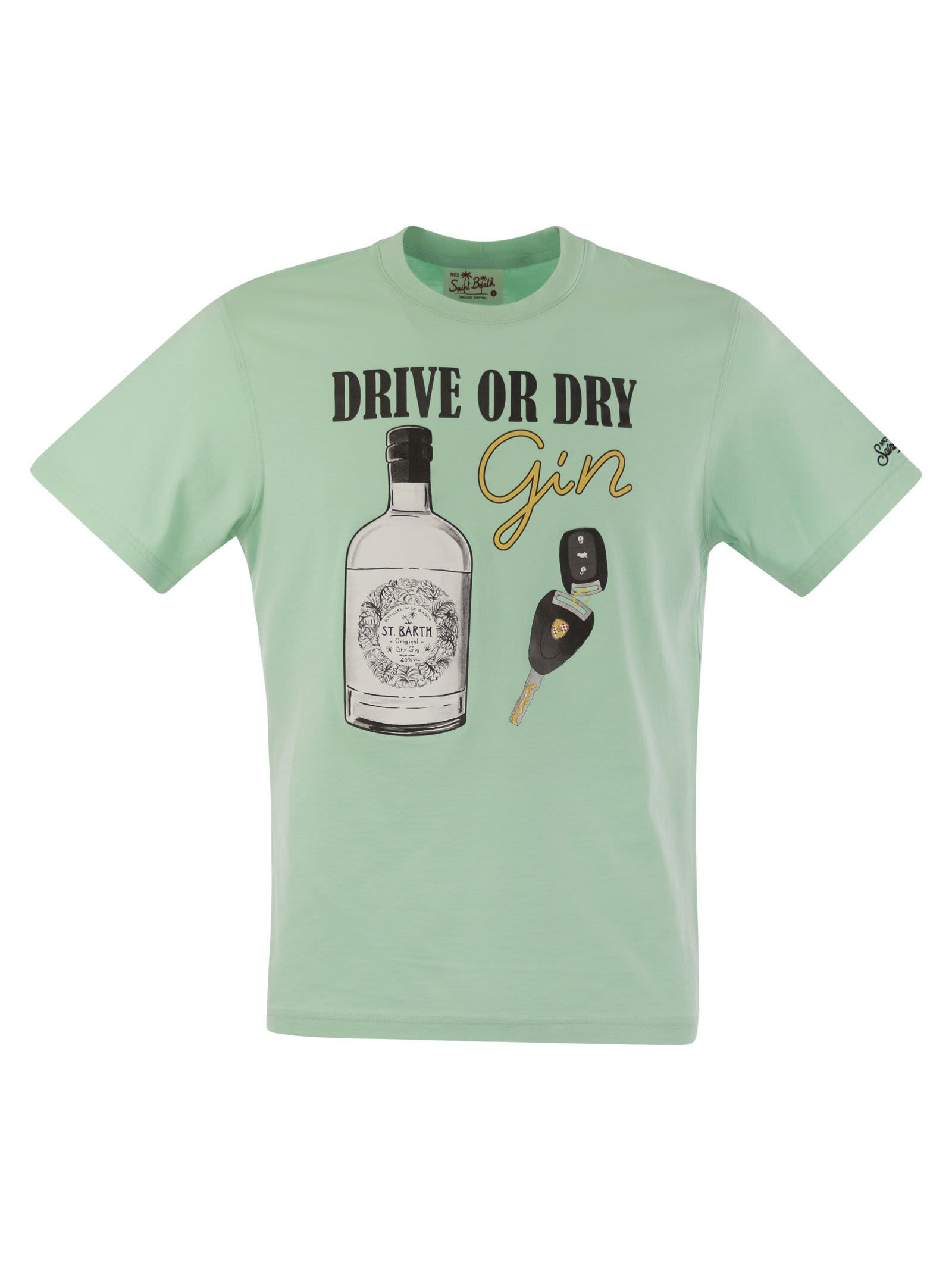 Mc2 Saint Barth T-shirt With Print On The Front In Water Green