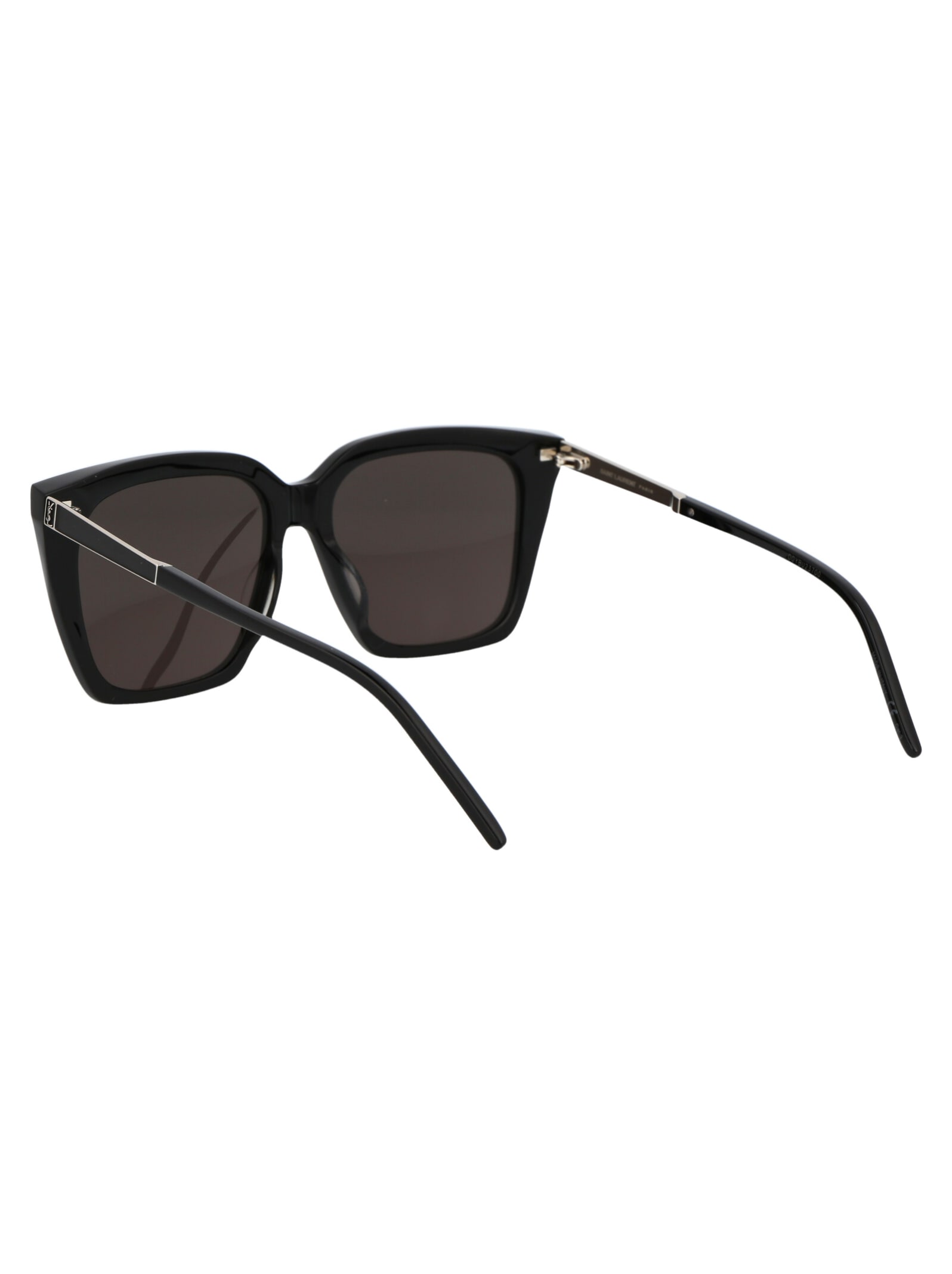 Shop Saint Laurent Sl M100 Sunglasses In 001 Black Silver Black