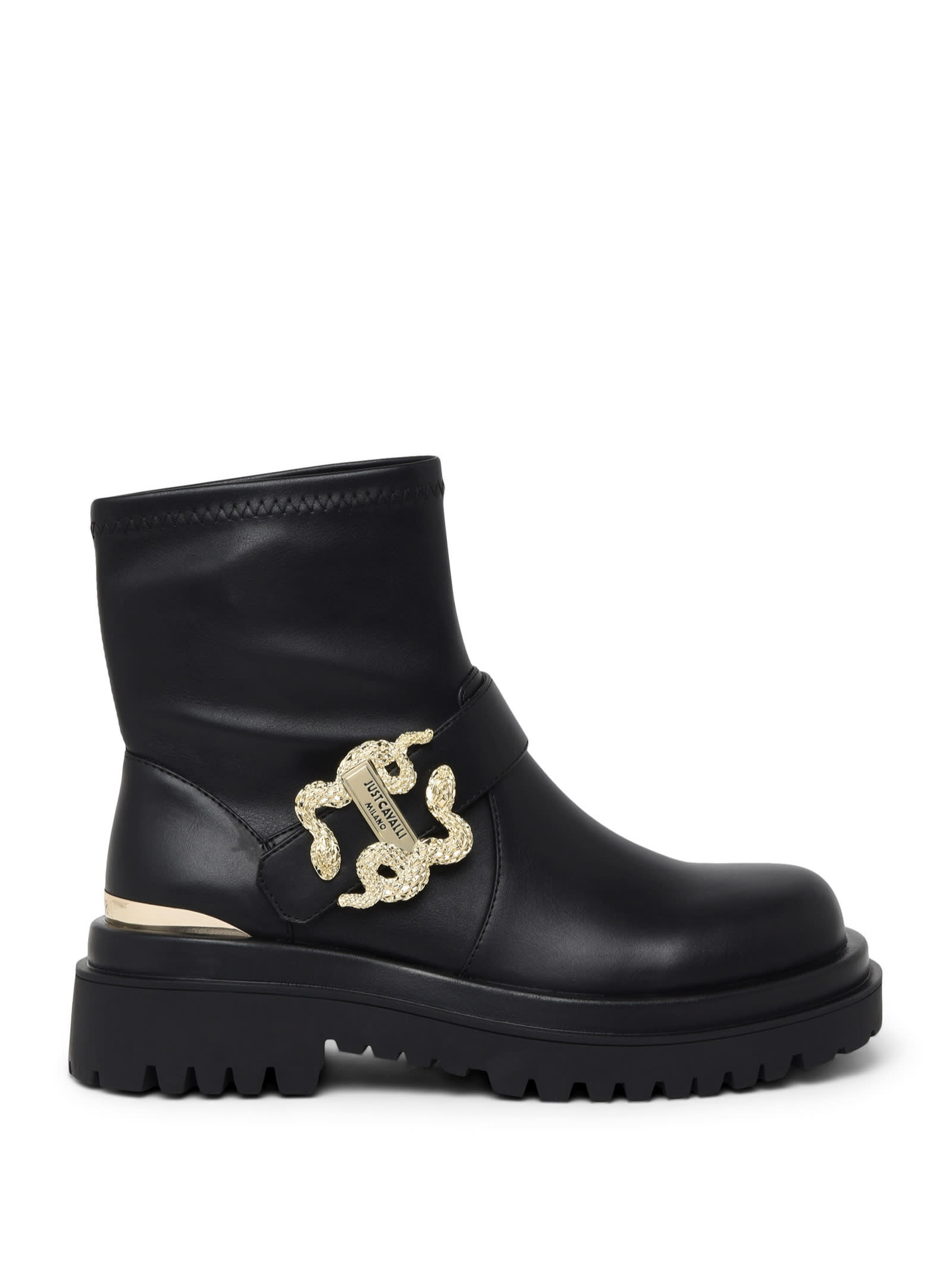 JUST CAVALLI JUST CAVALLI LOW BOOTS WITH GOLD BUCKLE