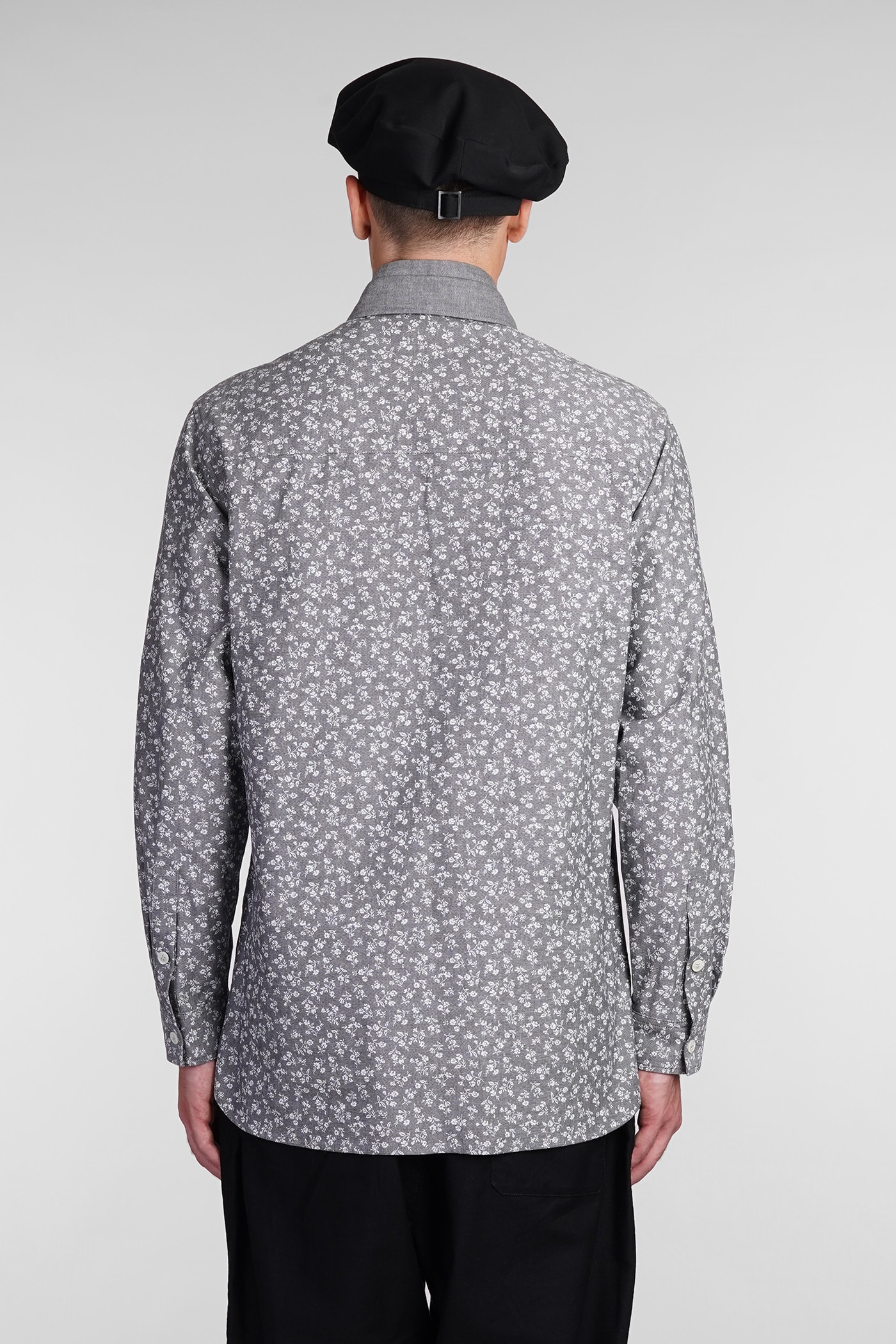 Shop Yohji Yamamoto Shirt In Grey Cotton