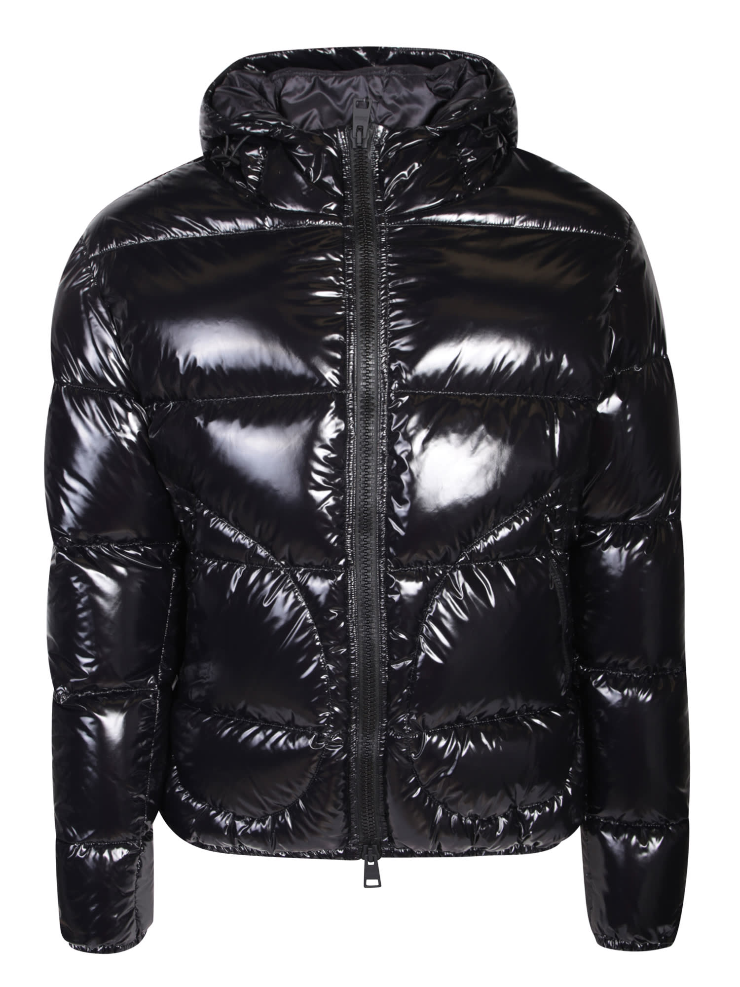 Shop Herno Black Gloss Bomber Jacket
