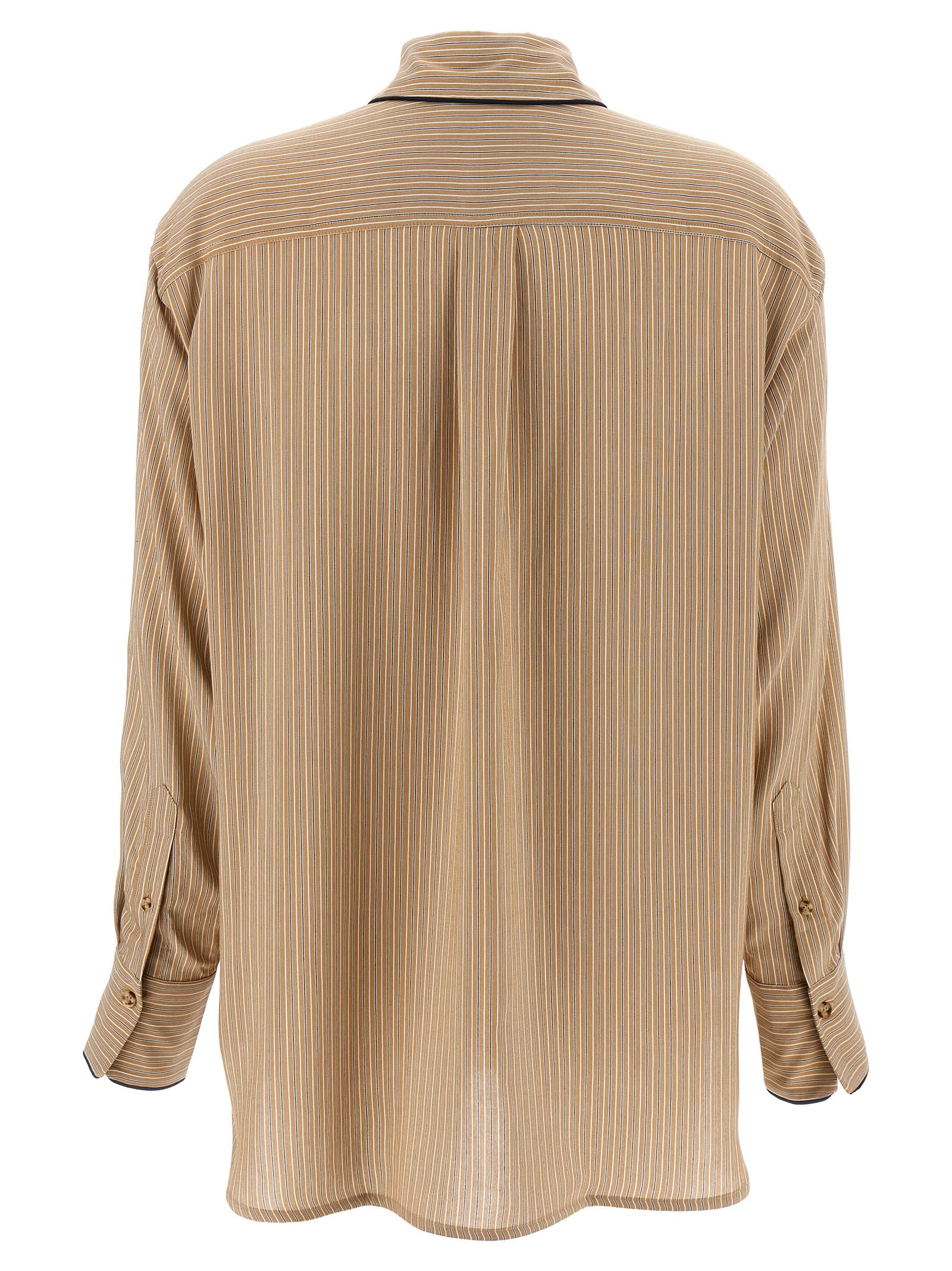Victoria Beckham Piping Detail Pyjama Shirt And Blouse Brown In Brown