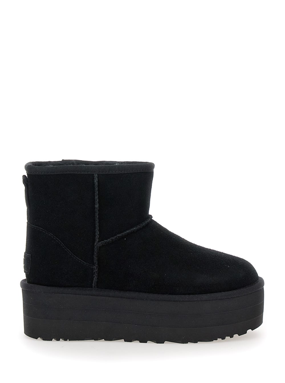 Shop Ugg Classic Mini Platform Black Ankle Boots With Platform In Suede Woman