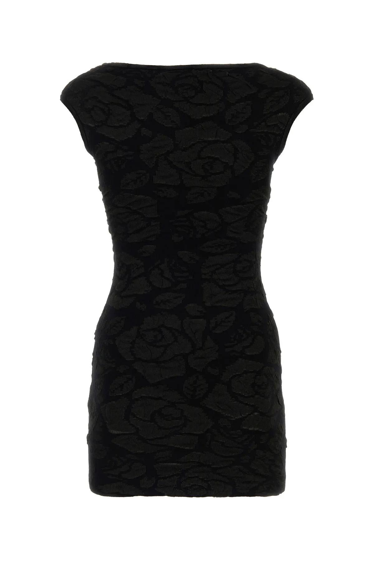 Shop Blumarine Black Polyester Blend Mini Dress In Nero