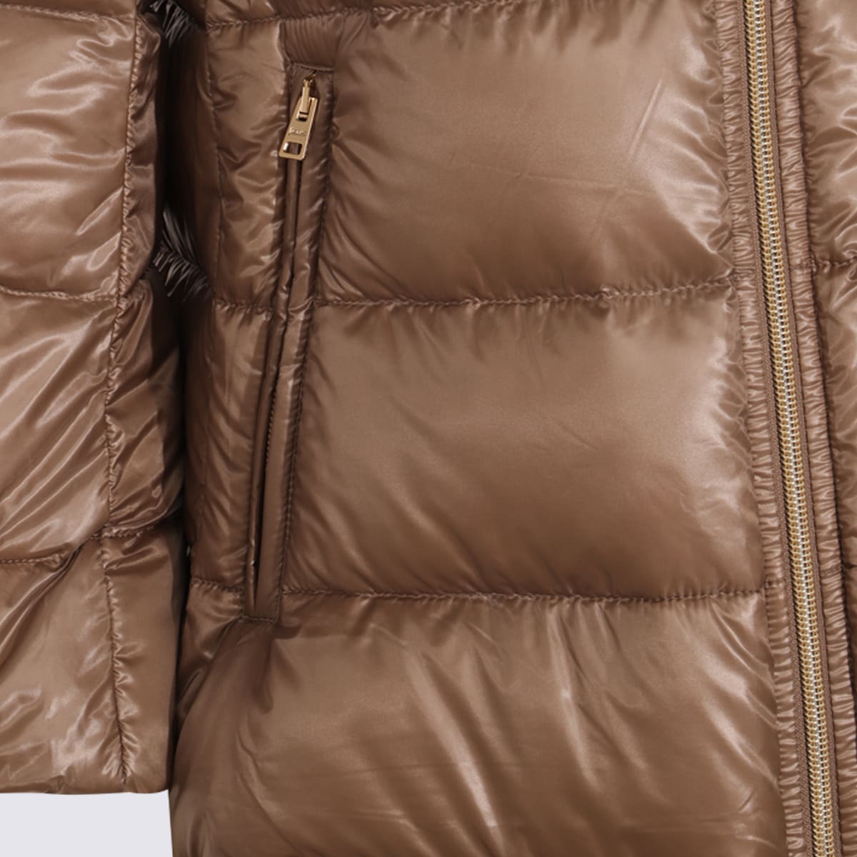 Herno Quilted Zip-up Coat In Brown