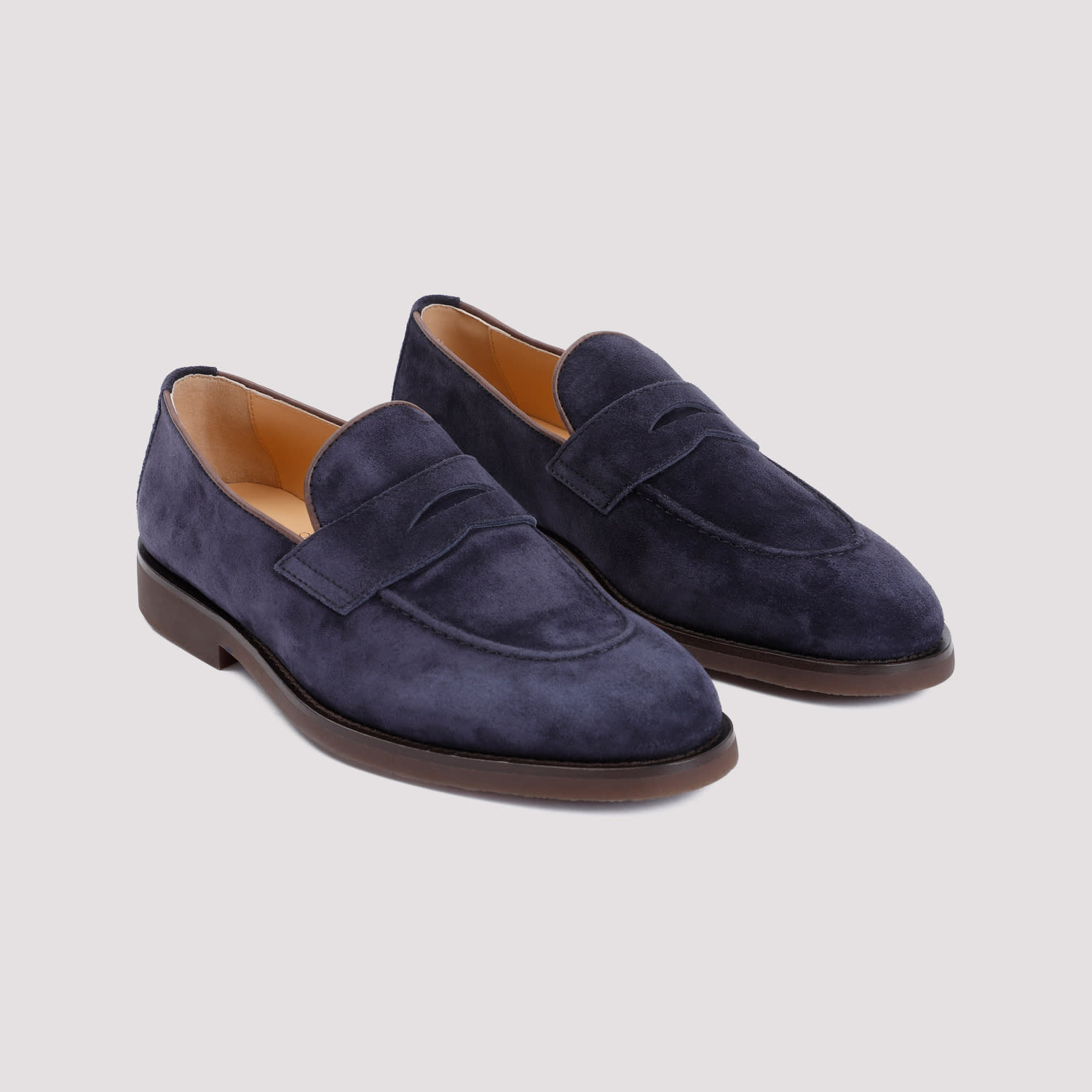 Shop Brunello Cucinelli Loafers In Dark Blue