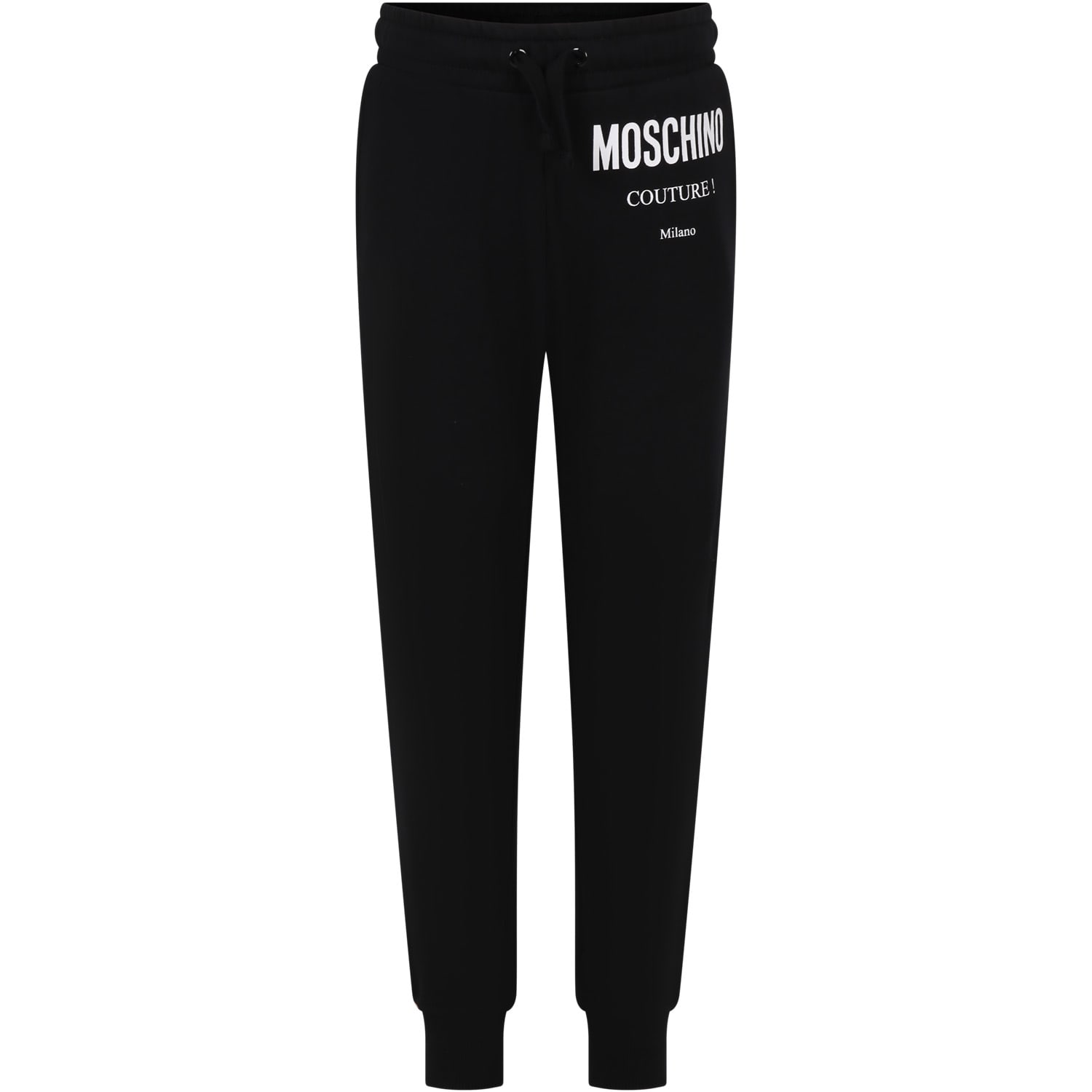 Moschino Kids' Black Trousers For Boy With Logo