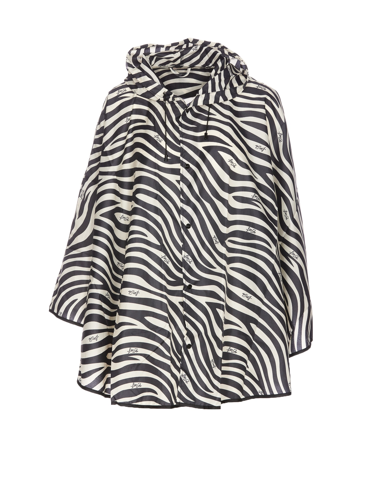 Shop Liu •jo Zebra Print Raincoat Poncho In Black